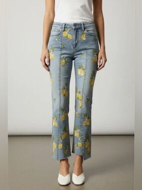 Driftwood Lemon Print Cropped Jeans Size 26